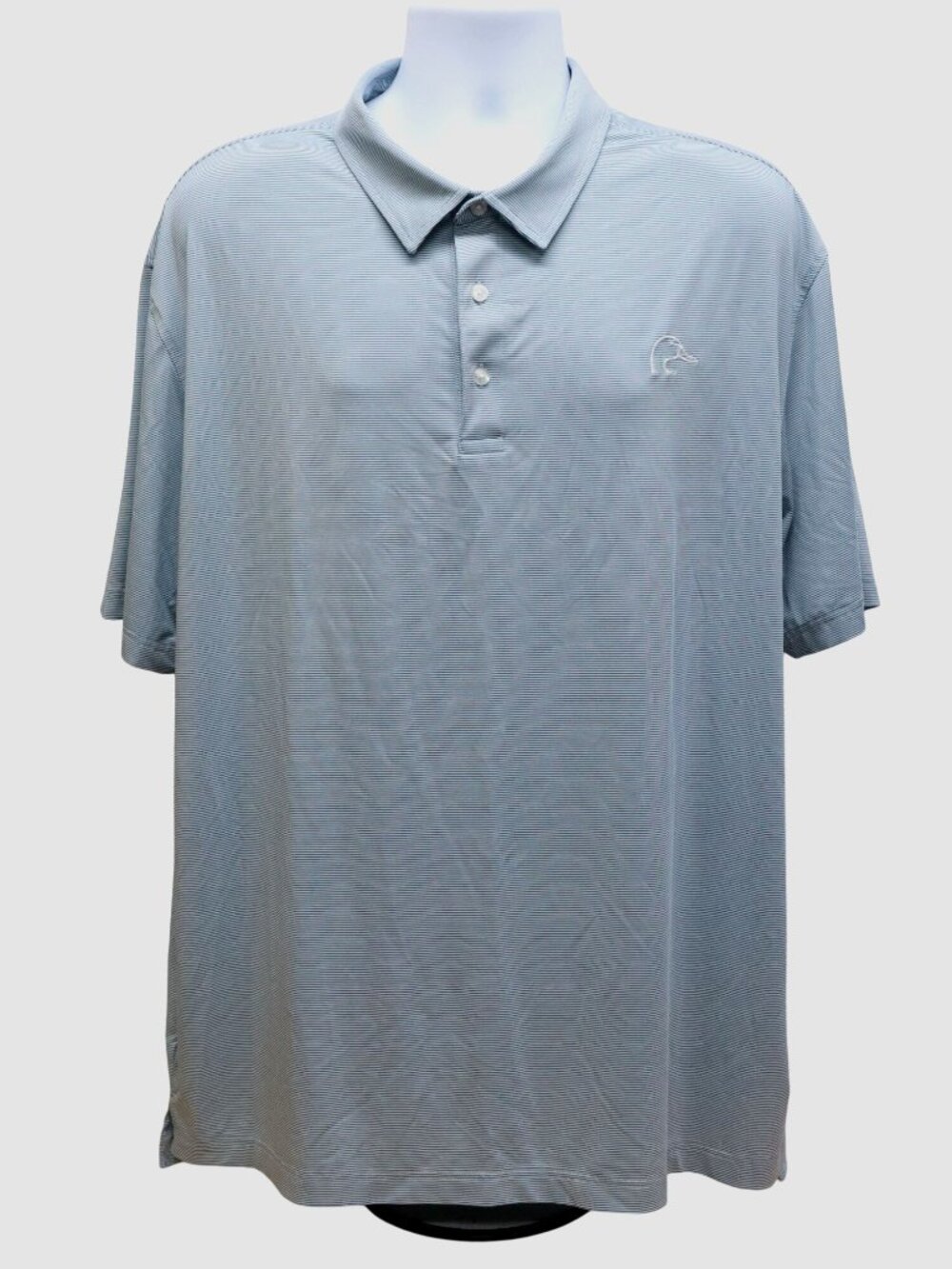 Ducks Unlimited Performance Polo Shirt Mens XXL Blue Micro Stripe Short Sleeve